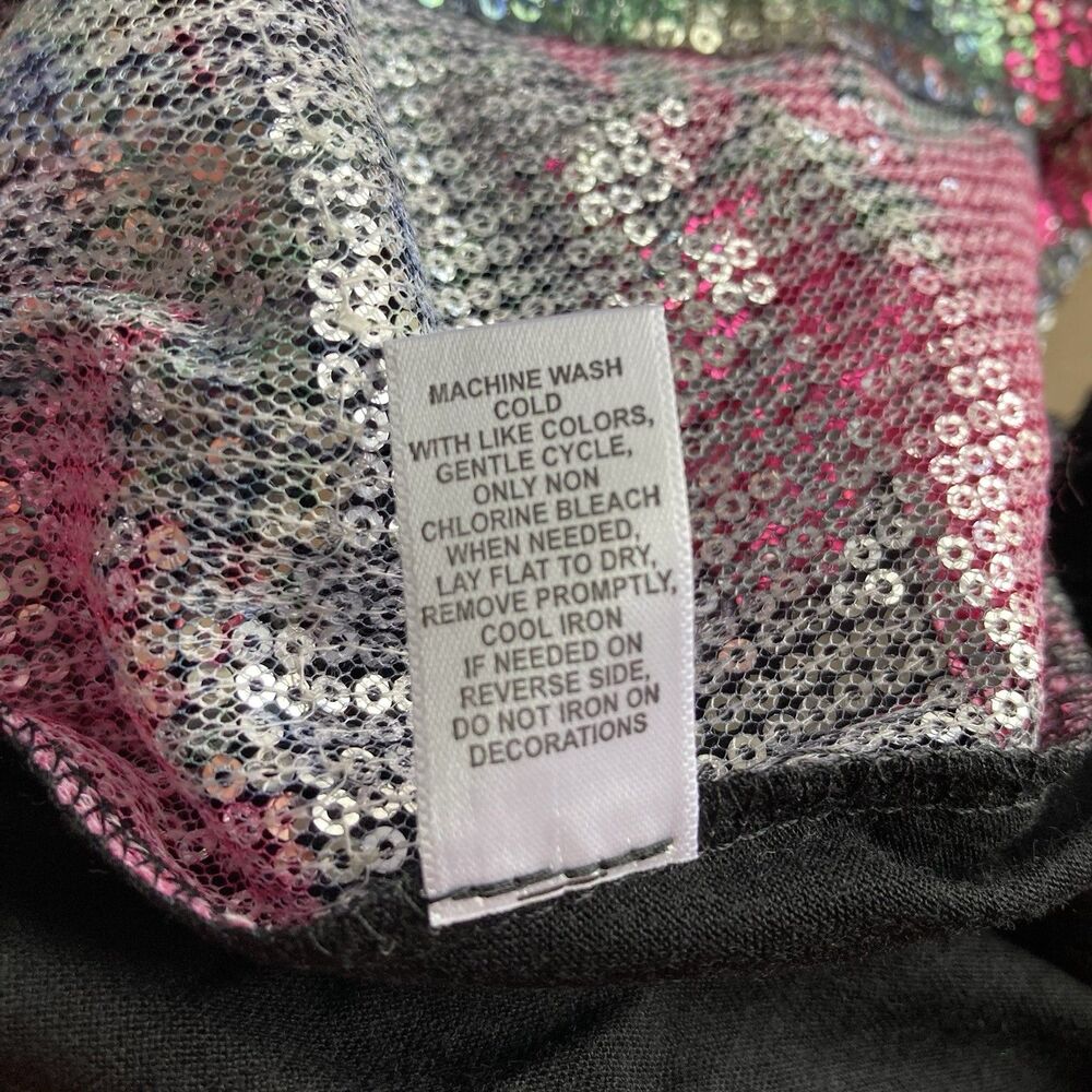 Sequin Top L Floral Sheer Shimmer Blouse Sparkle Whimsigoth Glam Cato - Picture 14 of 14
